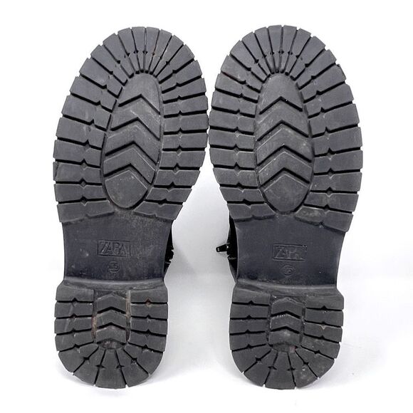 Zara Chelsea Black Leather Inside Zip Platform Lug Sole Ankle Boots EU 36 (US 6) - Picture 4 of 10